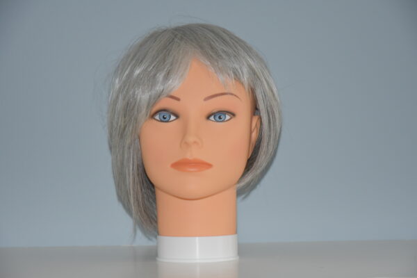 short gray wig on mannequin head