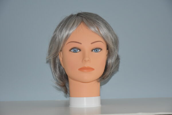 short gray wig on mannequin head