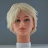 short blonde synthetic wig on mannequin head