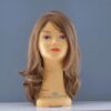 long blonde synthetic wig on mannequin head