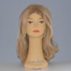 long blonde synthetic wig on mannequin head