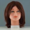 medium length brown synthetic wig on mannequin head