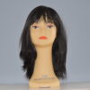 long black synthetic wig on mannequin head