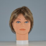 short brown synthetic wig on mannequin head