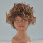 short brown synthetic wig on mannequin head