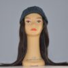 long black human hair on mannequin head with hat